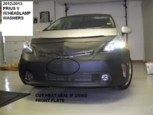 Lebra 2 Piece Front End Cover Black - Car Mask Bra - Fits - Toyota Prius V Only 2012-2013 Models with Headlamp Washers.