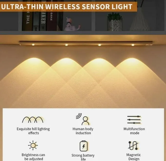 LED Motion Sensor Cabinet Light – USB Rechargeable, Wireless & Auto On/Off Lighting for Home, Kitchen, Wardrobe & More