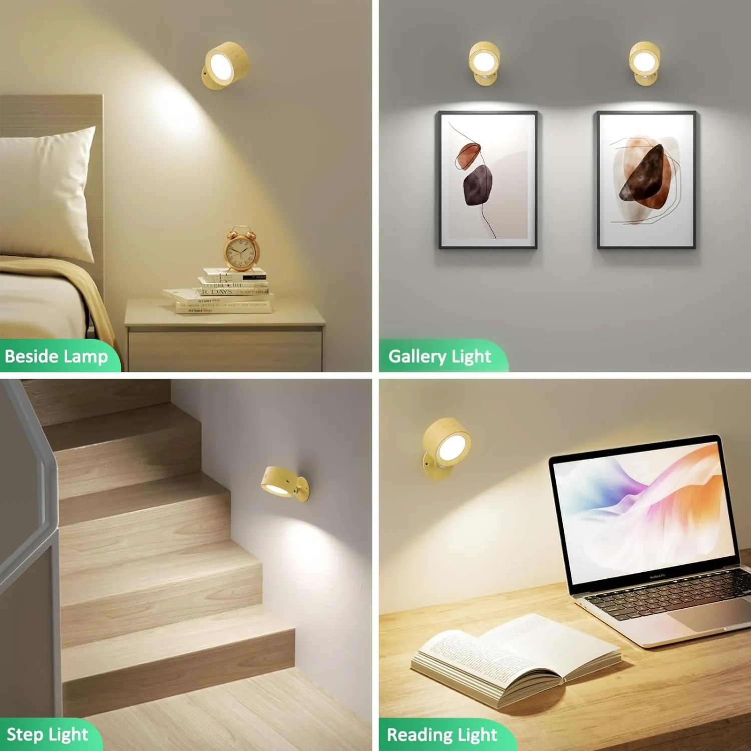LED Wall Sconces, Wall Mounted Lamp 3 Pcs with Remote Rechargeable Battery Operated, 3 Color Temperatures & Dimmable Wall Lights Magnetic 360° Rotation Wireless Light