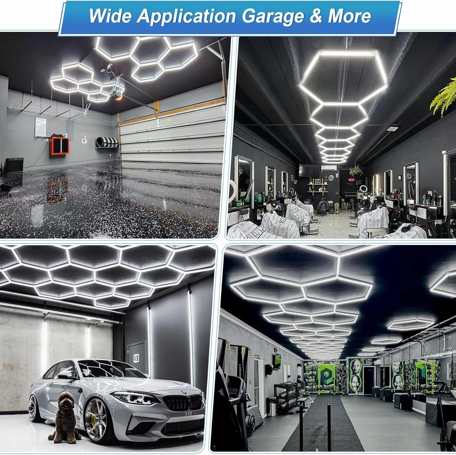 LED Hexagon Garage Light: Upgraded 10-100% Dimmable LED Garage Hexagon Lights, 25 Packs LED Light, 26400LM Super Bright Honeycomb Lights for Gym Basement Hair Salon