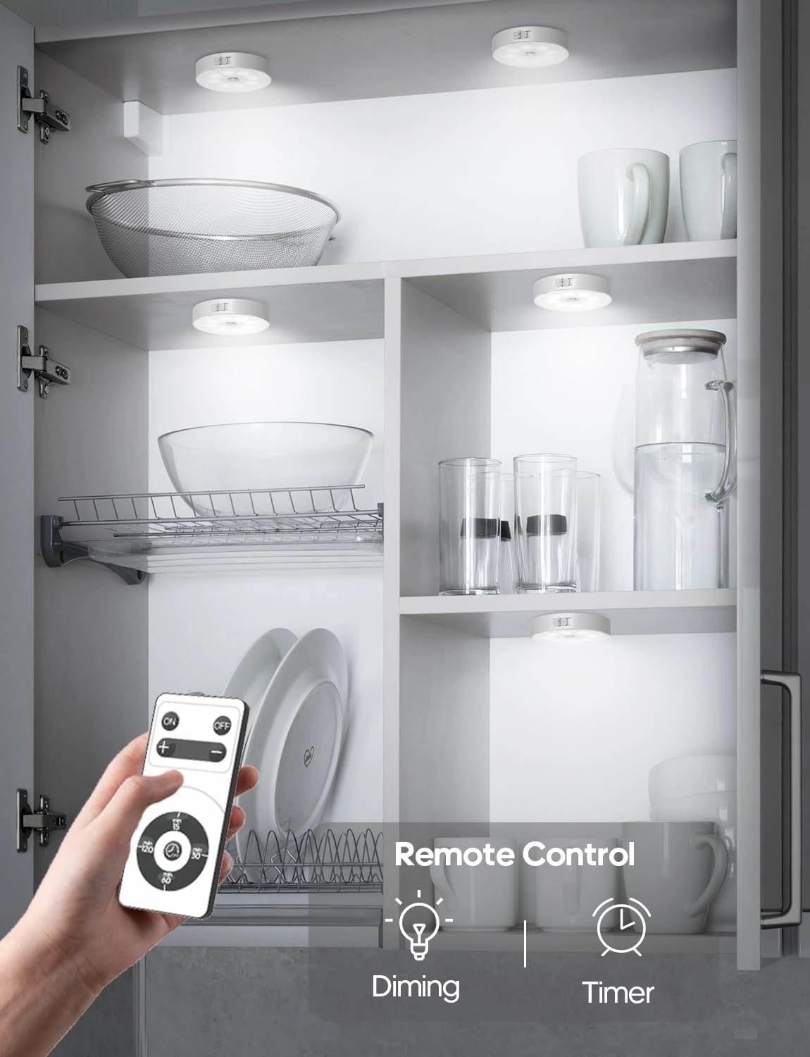 Led Under Cabinet Lights, Motion Sensor Rechargeable Light, 1000mAh Puck Lights with IR Remote, Under Counter Lights for Kitchen,cabinets,Closet,Stairs Indoor (6 Pack)