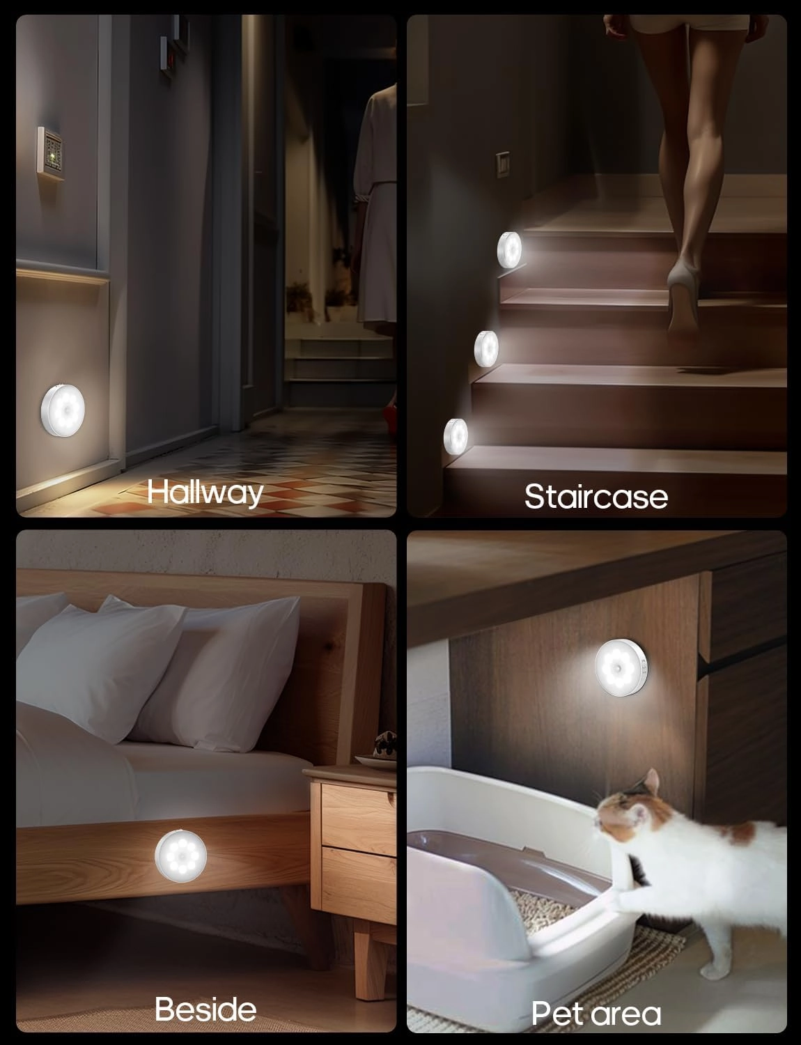 Led Under Cabinet Lights, Motion Sensor Rechargeable Light, 1000mAh Puck Lights with IR Remote, Under Counter Lights for Kitchen,cabinets,Closet,Stairs Indoor (6 Pack)