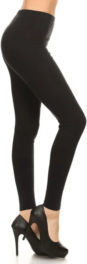Leggings Depot Cotton Women's Premium Quality Ultra Soft Solid Leggings