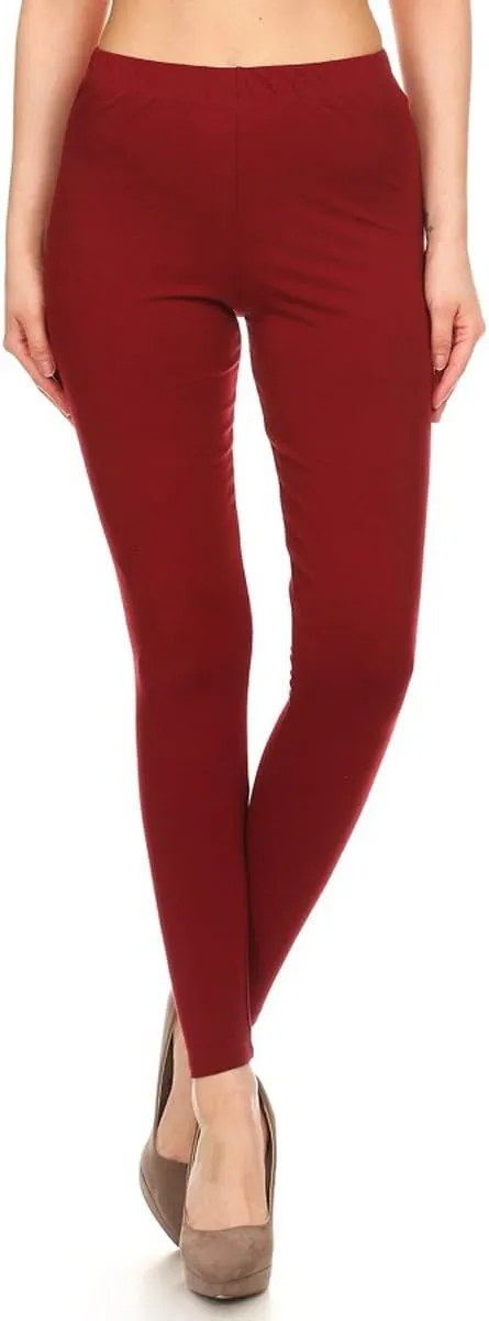 Leggings Depot Cotton Women's Premium Quality Ultra Soft Solid Leggings