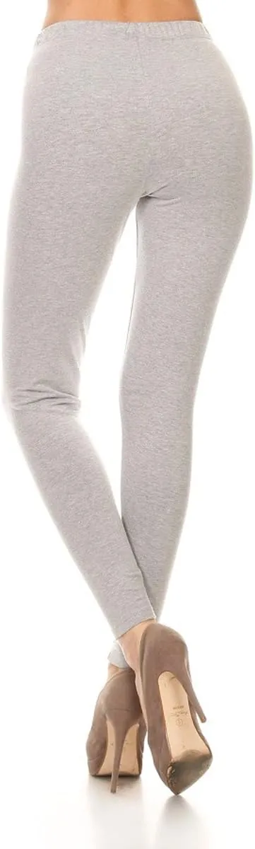 Leggings Depot Cotton Women's Premium Quality Ultra Soft Solid Leggings