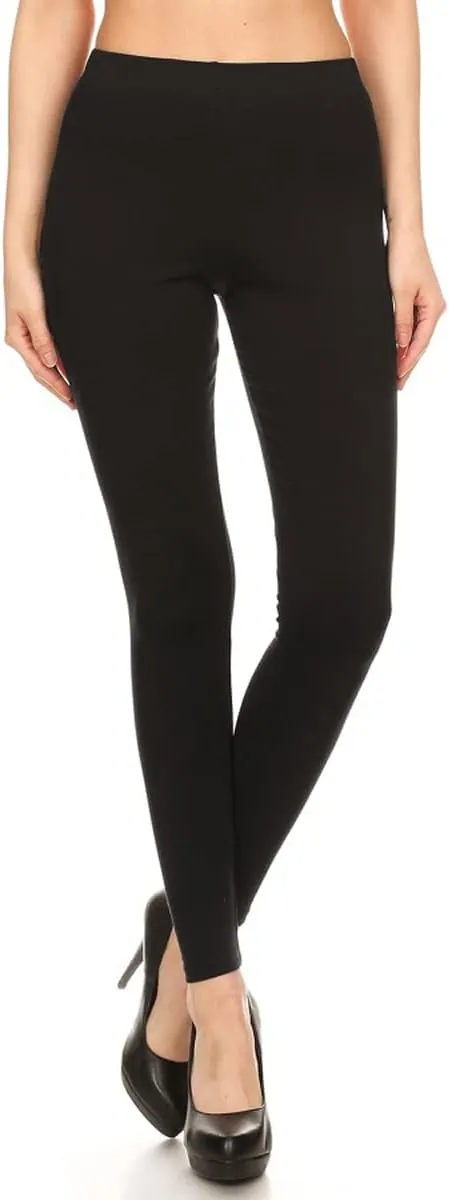 Leggings Depot Cotton Women's Premium Quality Ultra Soft Solid Leggings