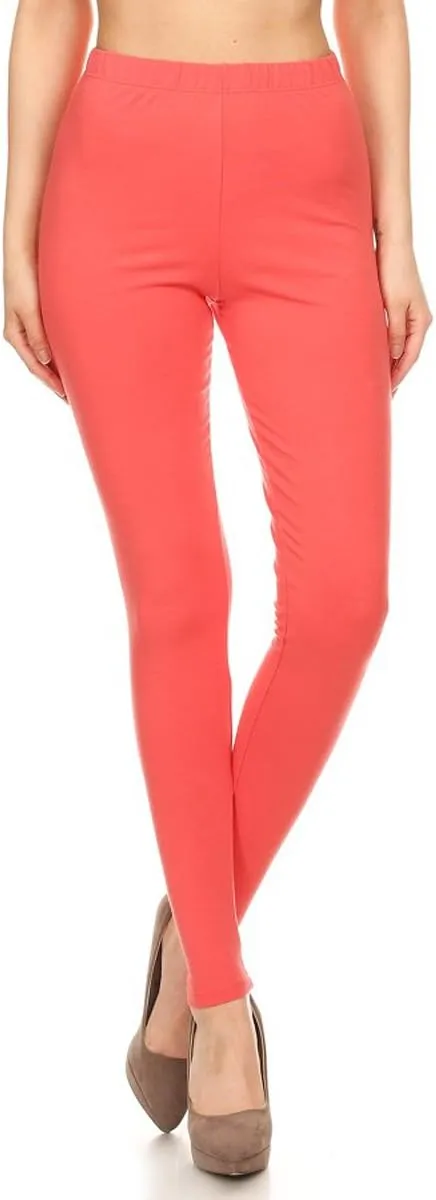 Leggings Depot Cotton Women's Premium Quality Ultra Soft Solid Leggings