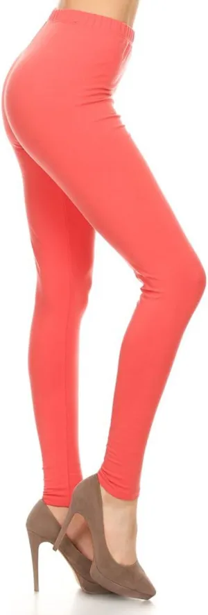 Leggings Depot Cotton Women's Premium Quality Ultra Soft Solid Leggings