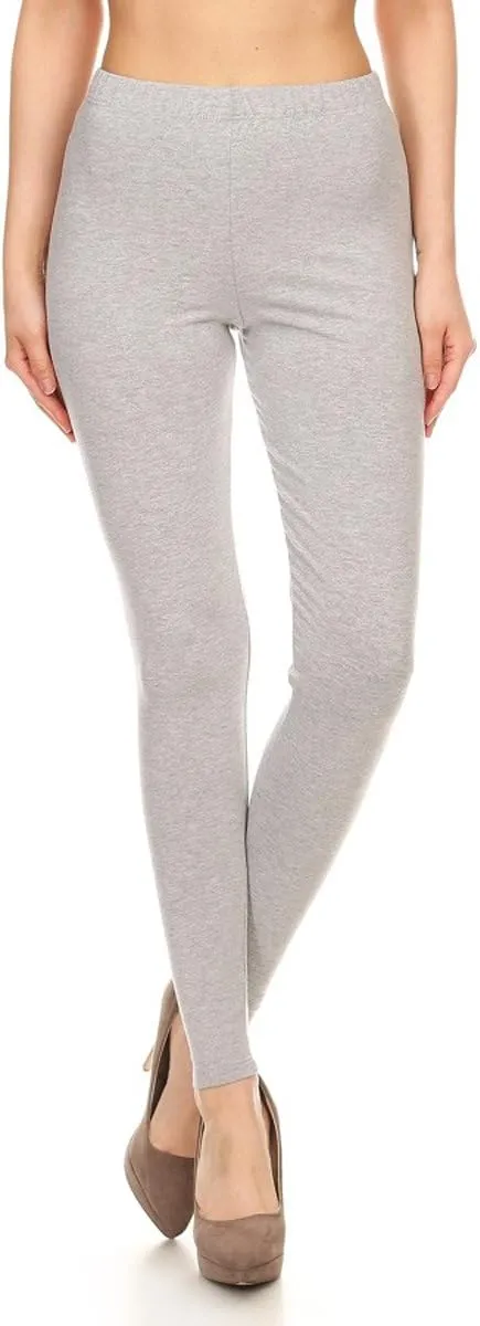 Leggings Depot Cotton Women's Premium Quality Ultra Soft Solid Leggings