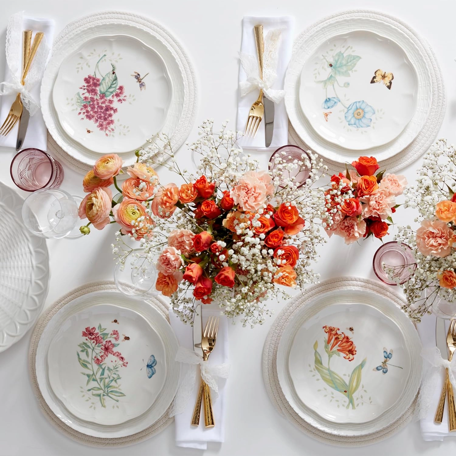Lenox Wicker Creek 12-Piece Dinnerware Set, 14.29,White