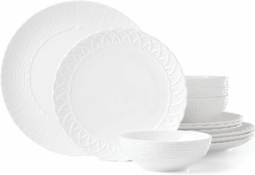 Lenox Wicker Creek 12-Piece Dinnerware Set, 14.29,White