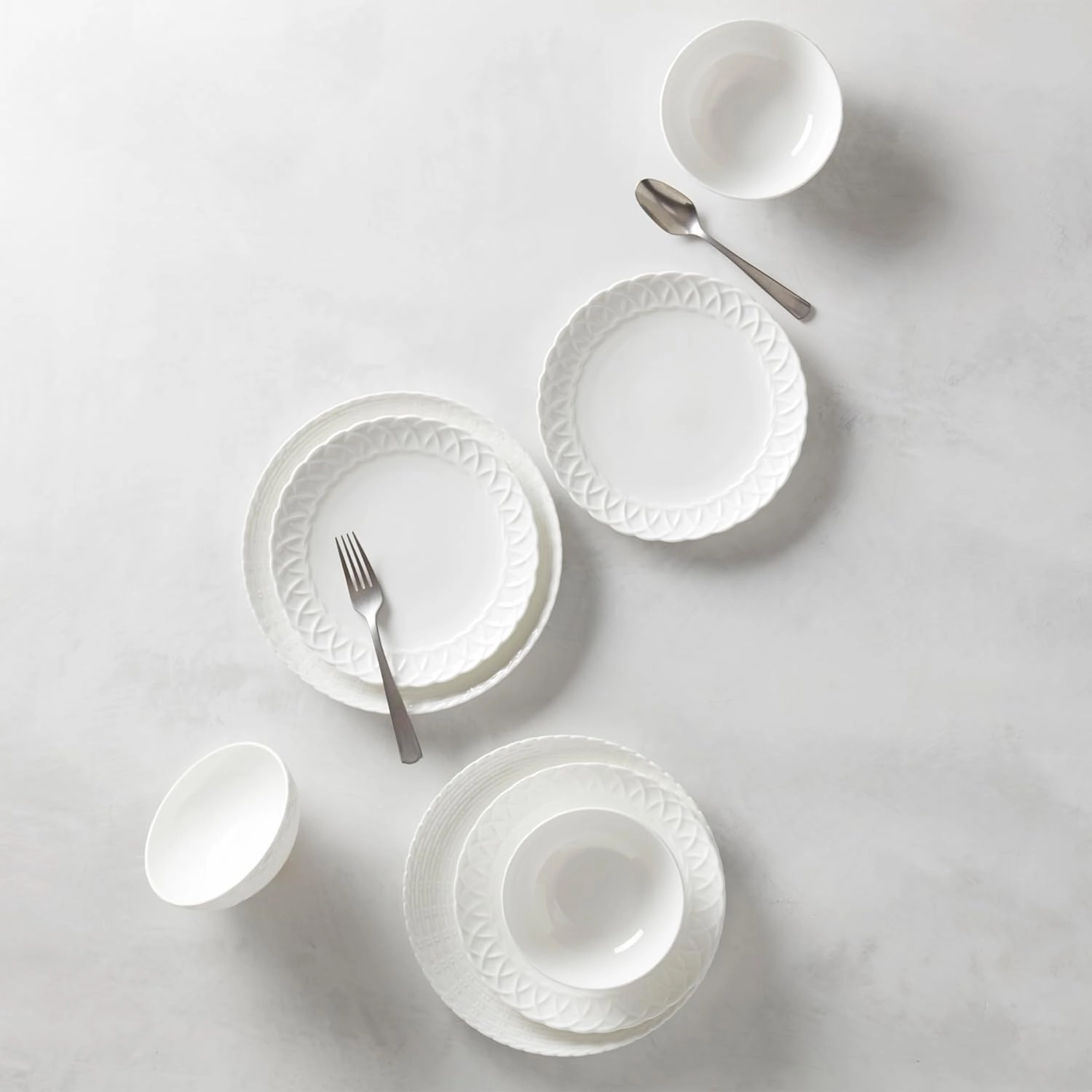 Lenox Wicker Creek 12-Piece Dinnerware Set, 14.29,White