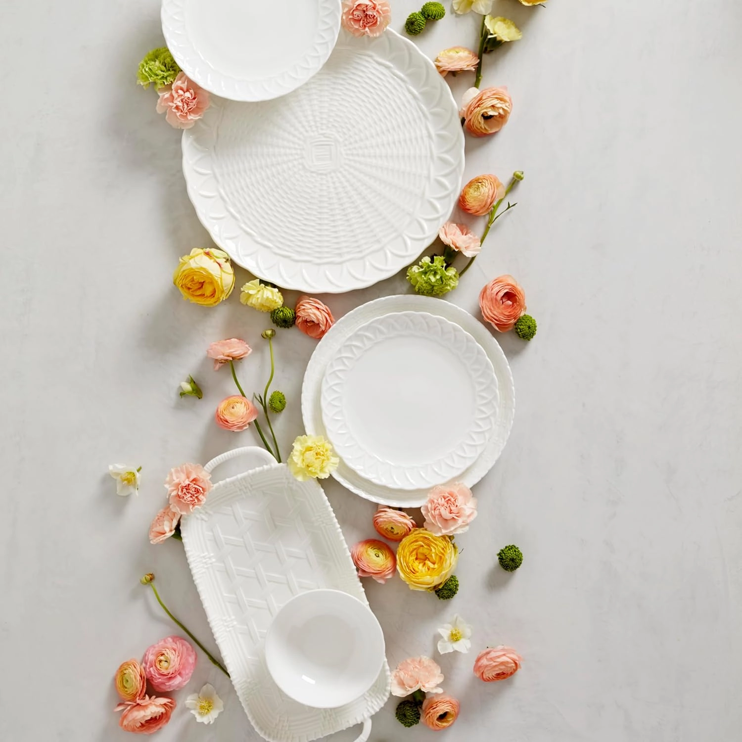 Lenox Wicker Creek 12-Piece Dinnerware Set, 14.29,White