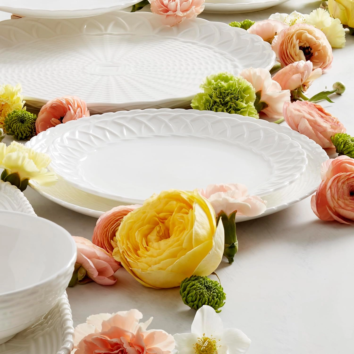 Lenox Wicker Creek 12-Piece Dinnerware Set, 14.29,White