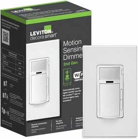 Leviton Decora Smart Motion Sensing Dimmer Switch, Wi-Fi 2nd Gen, Neutral Wire Required, Works with My Leviton, Alexa, Google Assistant, Apple Home/Siri & Wired or Wire-Free 3-Way, D2MSD-1RW, White
