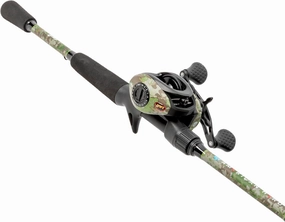 Lew’s American Hero Camo Baitcast Reel and Fishing Rod Combo, IM7 Graphite Rod, 5 1 Bearings, 7.5:1 Gear Ratio, One-Piece Graphite Frame, Camo/Black