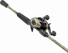 Lew’s American Hero Camo Baitcast Reel and Fishing Rod Combo, IM7 Graphite Rod, 5 1 Bearings, 7.5:1 Gear Ratio, One-Piece Graphite Frame, Camo/Black