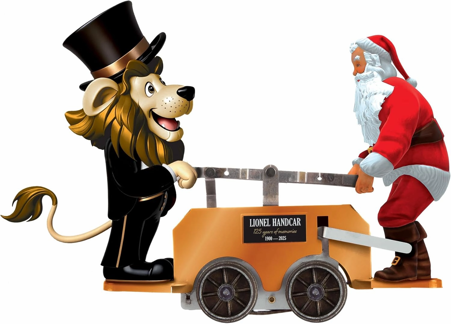 Lionel Lenny and Santa Bronze O Gauge Model Train Windup Handcar