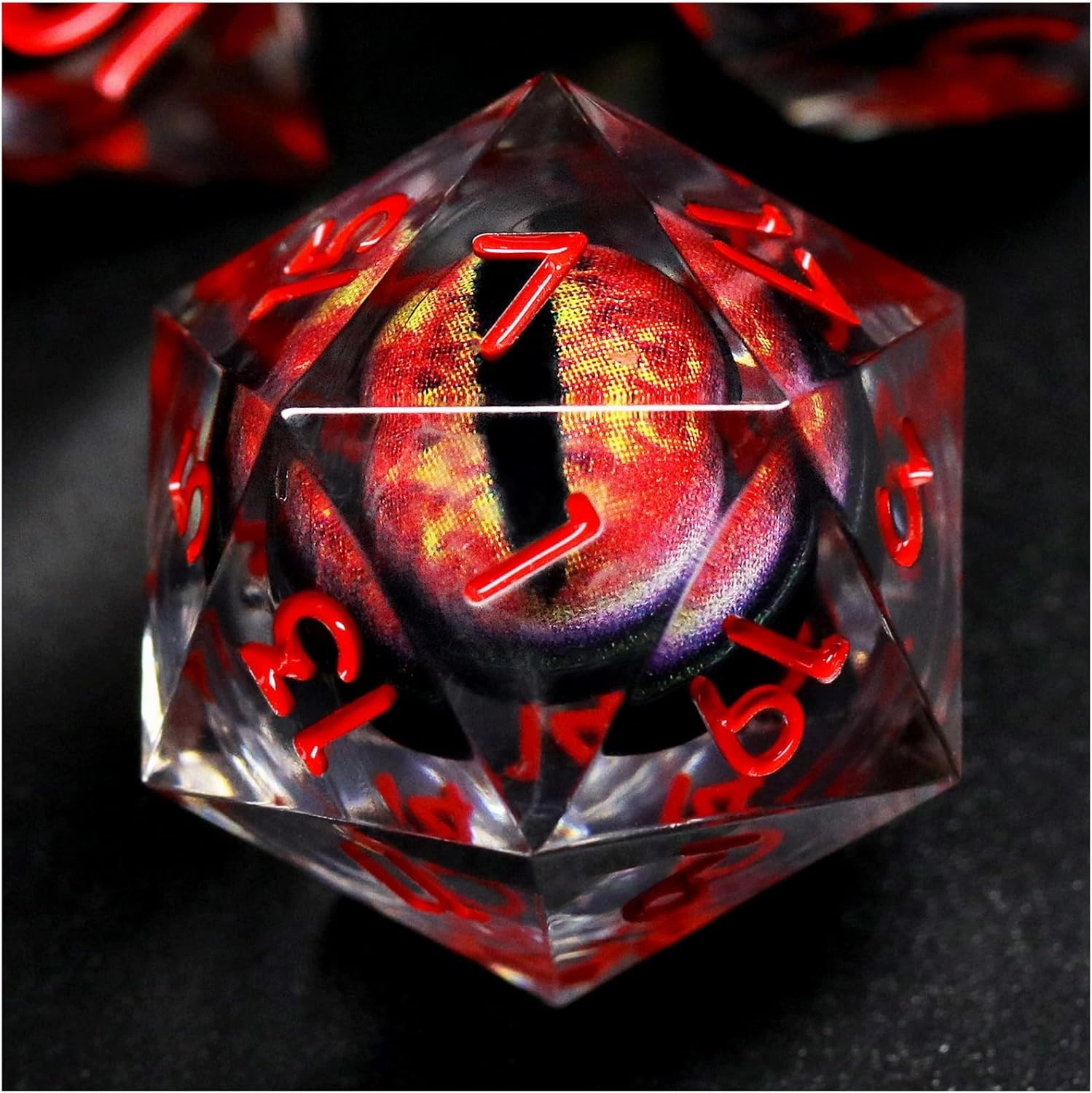 Liquid Core DND Dice, Dragon Eye Dice Set D and D Sharp Edge Resin Dungeons and Dragons Dice Polyhedral Beholder's Ttrpg Die Role Playing RPG D and D Dice (Red)