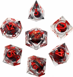 Liquid Core DND Dice, Dragon Eye Dice Set D and D Sharp Edge Resin Dungeons and Dragons Dice Polyhedral Beholder's Ttrpg Die Role Playing RPG D and D Dice (Red)