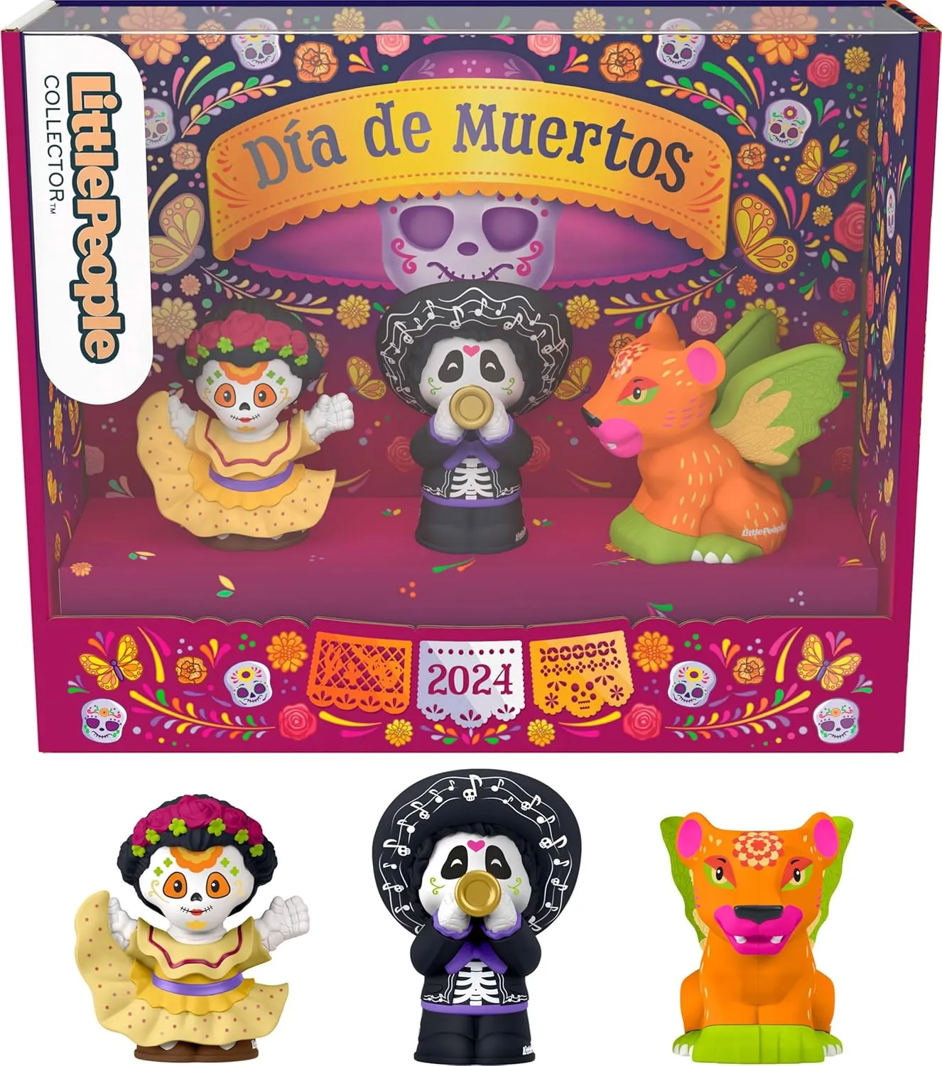 Little People Collector Día de Muertos Special Edition Figure Set, 3 Traditional Characters in Display Box for Adults & Fans