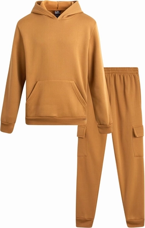Little Boys' Fleece Jogger Set - 2 Piece Basic Solid Pullover Hoodie and Cargo Jogger Sweatpants (Size: 2T-7)