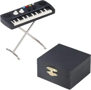 LIZEALUCKY 2.8 Inch Miniature Electronic Organ with Case Musical Instrument Electronic Keyboard Miniature Dollhouse Model Electone Christmas Ornament Gift