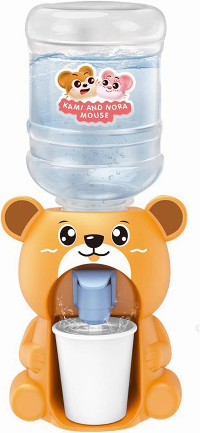 LUOZZY Mini Water Dispenser for Kids - Simulation Animal Machine Toy for Dollhouse (Bear and Ox)