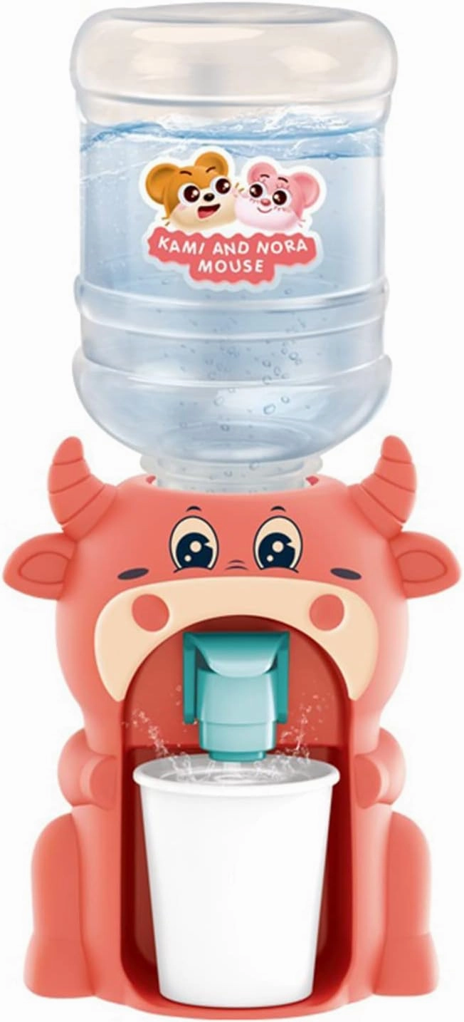 LUOZZY Mini Water Dispenser for Kids - Simulation Animal Machine Toy for Dollhouse (Bear and Ox)