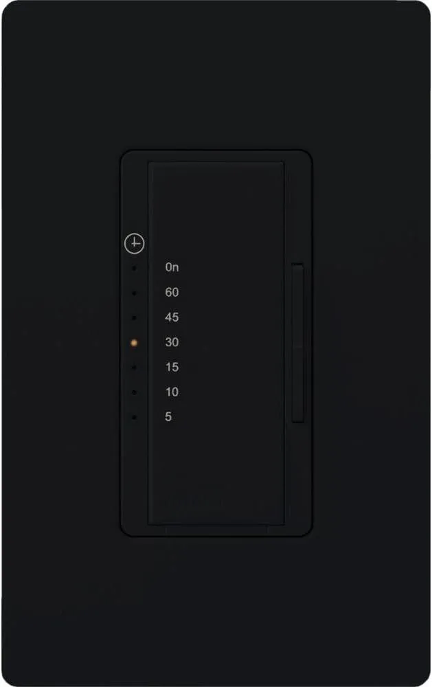 Lutron Maestro Countdown Timer Switch for Fans and Lights, 3A/150-Watt LED Bulbs, Single-Pole/Multi-Location | MA-T51MN-BL | Black