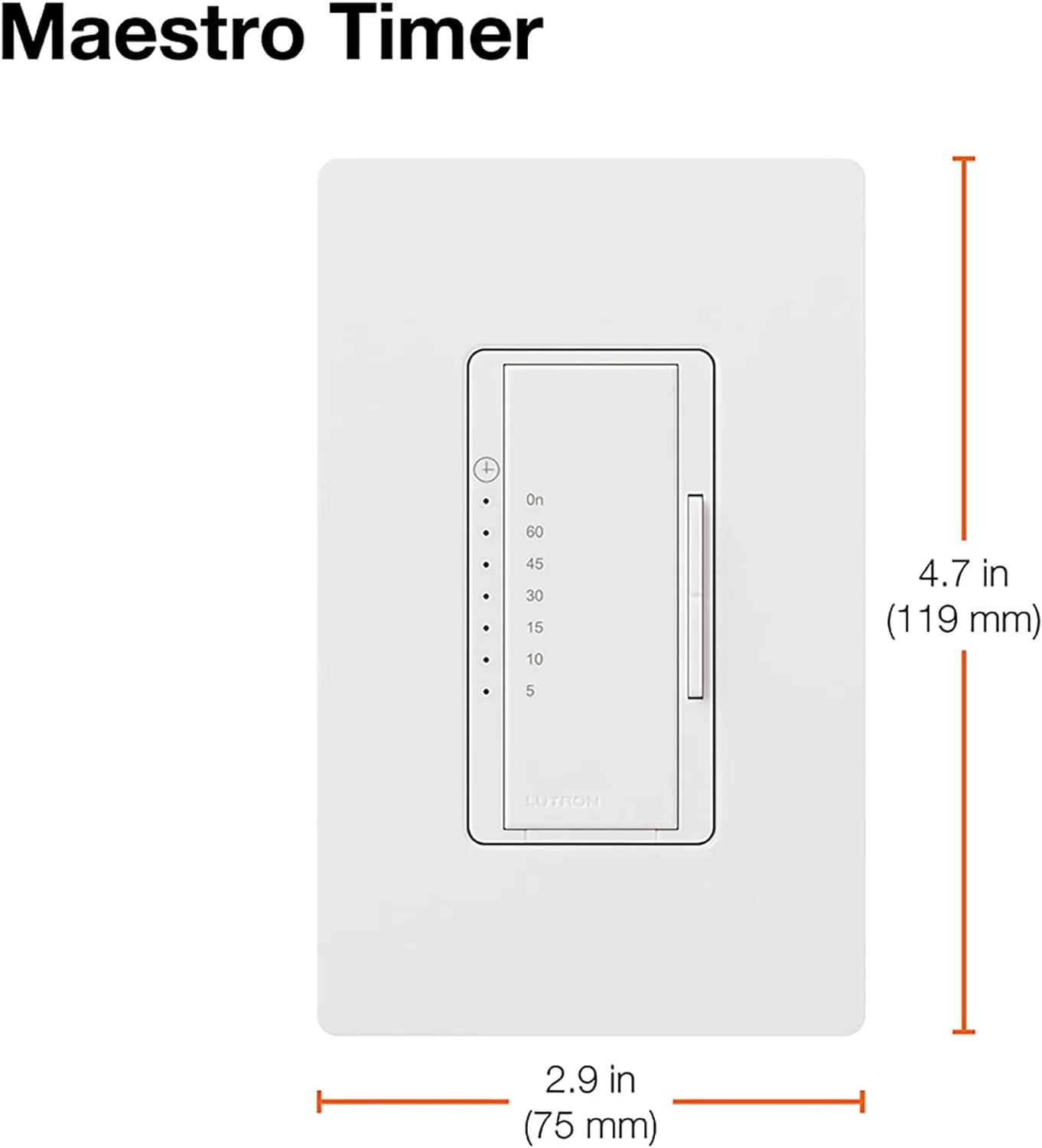 Lutron Maestro Countdown Timer Switch for Fans and Lights, 3A/150-Watt LED Bulbs, Single-Pole/Multi-Location | MA-T51MN-BL | Black