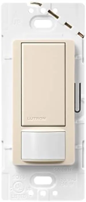 Lutron Maestro Motion Sensor Light Switch for Bathroom, Garage, Laundry Room, and Closet, for Any Light Bulbs, Occupancy and Vacancy Sensor, Single-Pole Only, No Neutral Req, MS-OPS2-LA, Light Almond