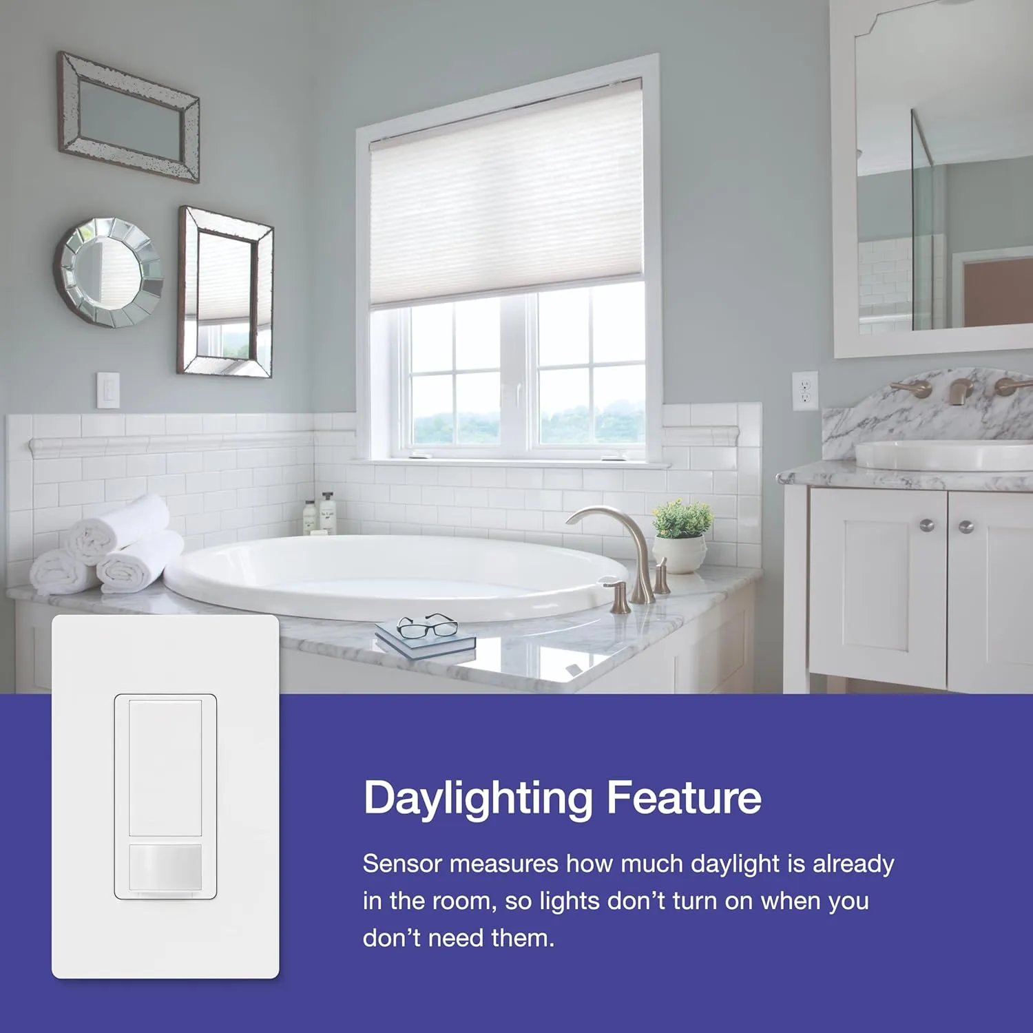 Lutron Maestro Motion Sensor Light Switch for Bathroom, Garage, Laundry Room, and Closet, for Any Light Bulbs, Occupancy and Vacancy Sensor, Single-Pole Only, No Neutral Required, MS-OPS5M-WH, White