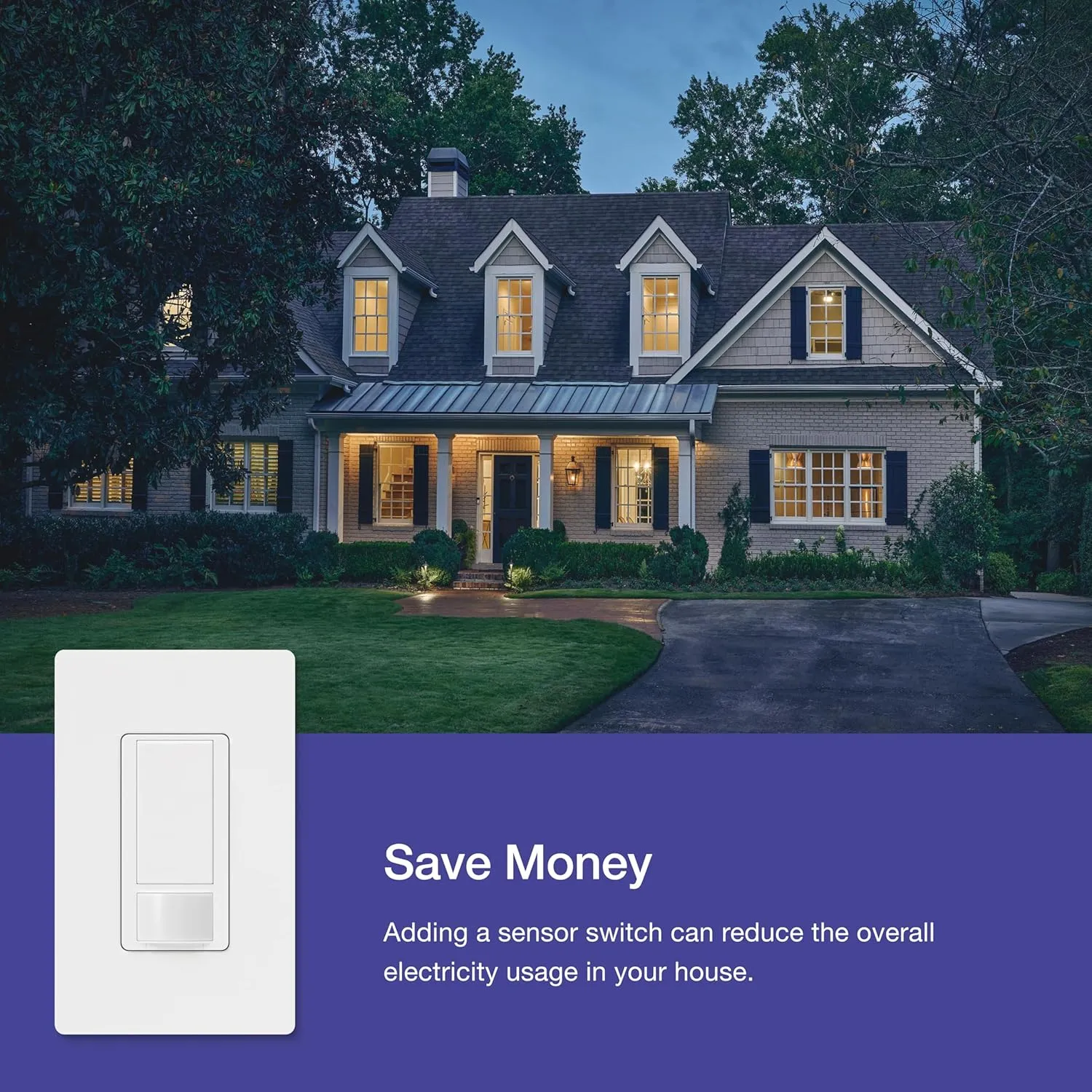Lutron Maestro Motion Sensor Light Switch w/ Wallplate for Bathroom, Garage, Laundry Room, Closet, for Light Bulbs, Occupancy and Vacancy Sensor, Single-Pole Only, No Neutral Req, MS-OPS2HW-WH, White