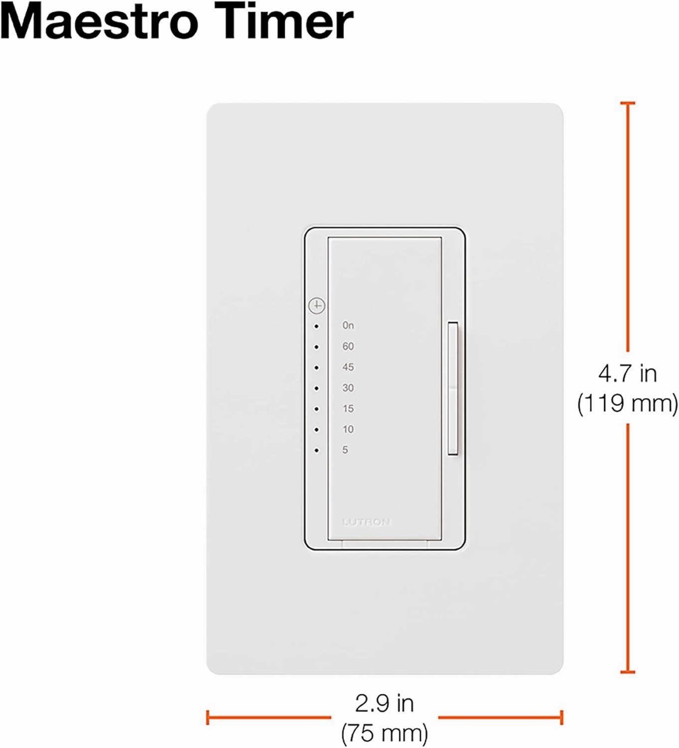 Lutron Maestro Countdown Timer Switch for Fans and Lights, 3A/150-Watt LED Bulbs, Single-Pole/Multi-Location | MA-T51MN-BR | Brown
