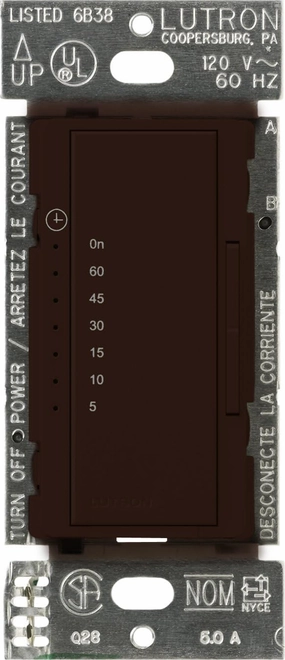 Lutron Maestro Countdown Timer Switch for Fans and Lights, 3A/150-Watt LED Bulbs, Single-Pole/Multi-Location | MA-T51MN-BR | Brown