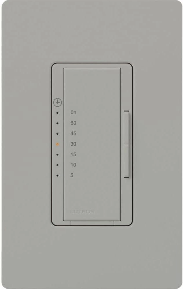Lutron Maestro Countdown Timer Switch for Fans and Lights, 3A/150-Watt LED Bulbs, Single-Pole/Multi-Location | MA-T51MN-GR | Gray