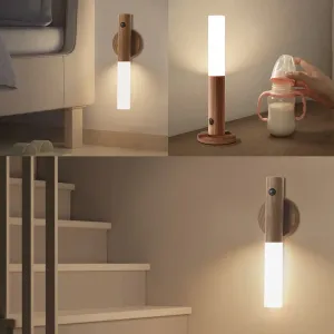 Luxora Wood Grain Motion Sensor Night Light with Magnetic Base