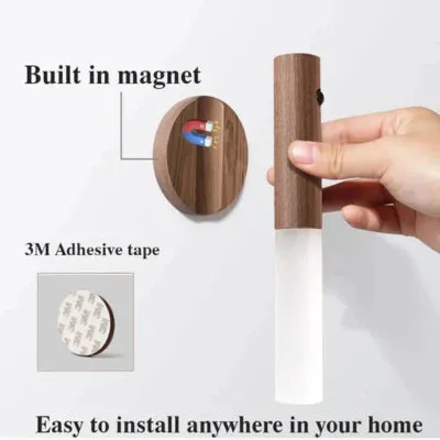 Luxora Wood Grain Motion Sensor Night Light with Magnetic Base