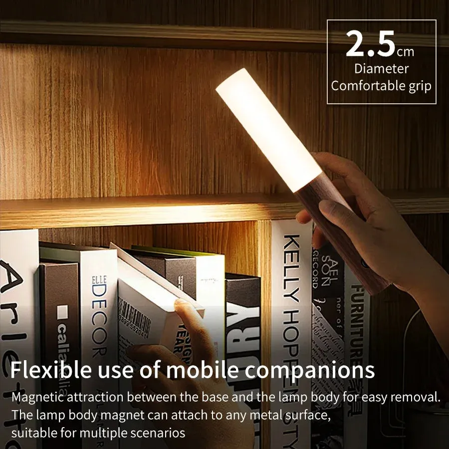Luxora Wood Grain Motion Sensor Night Light with Magnetic Base
