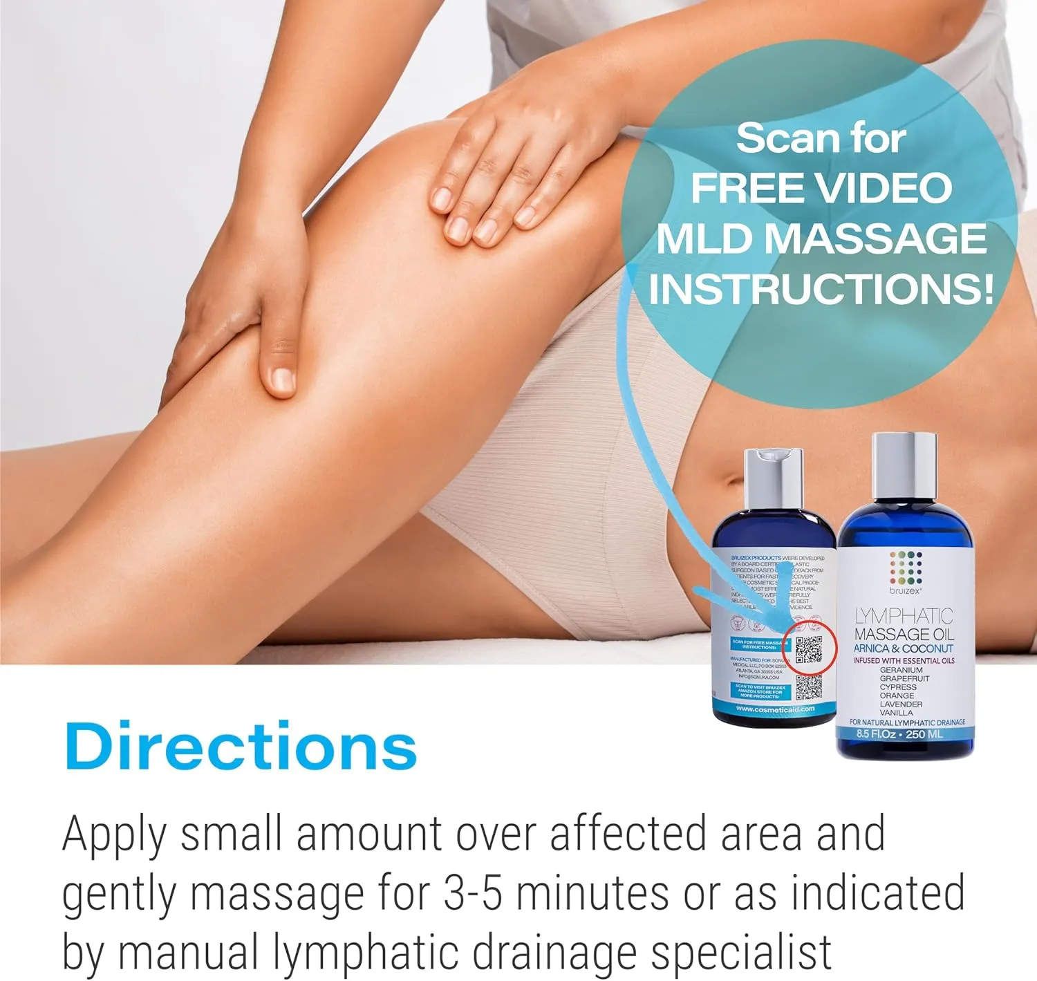 Lymphatic Drainage Massage Oil with Arnica Oil & Coconut for Post Surgery Recovery & Lymphatic Drainage Massager, Liposuction, 360 Lipo, BBL, After Tummy Tuck Surgery Items, Fibrosis Treatment, 8.5 Oz