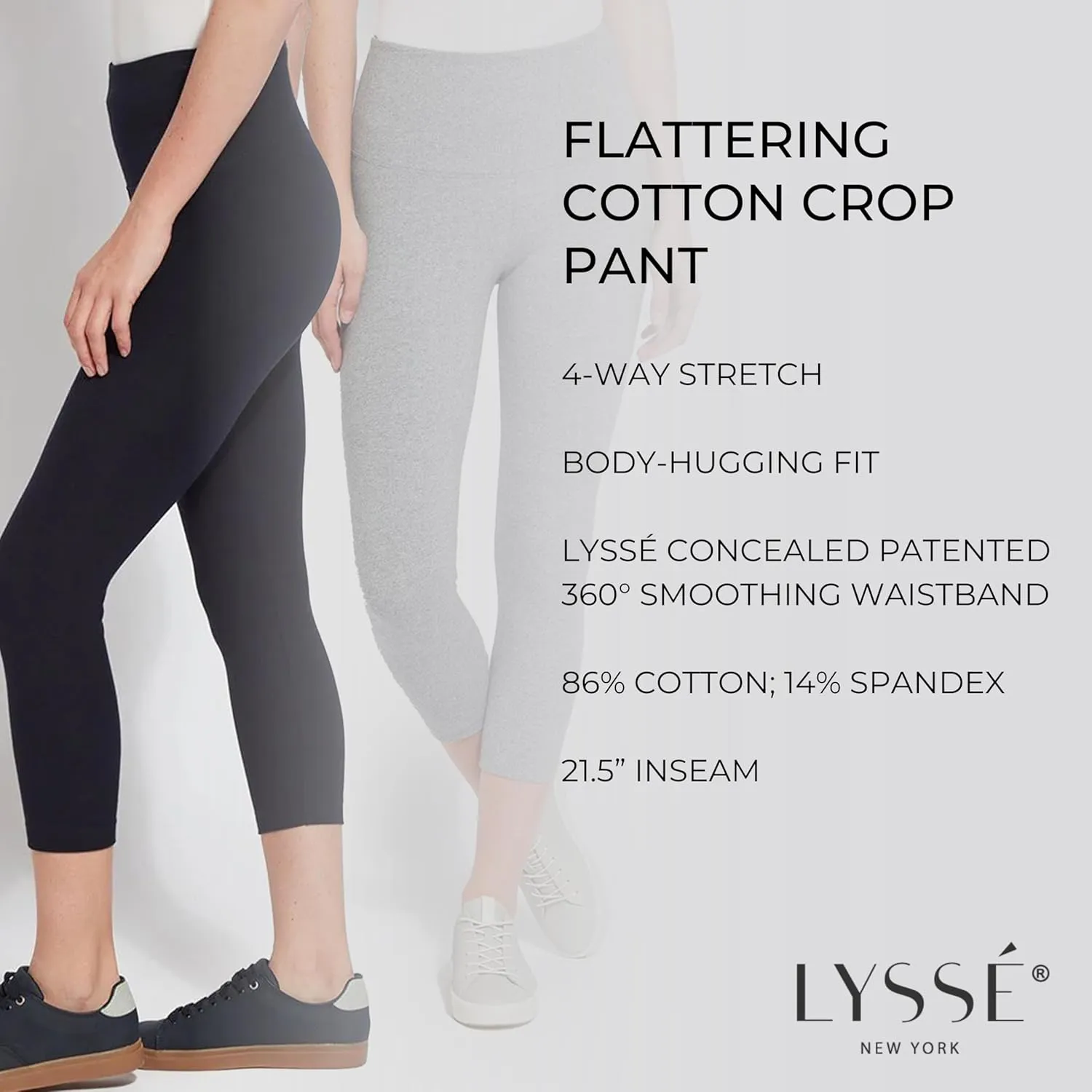 Lyssé Cotton Cropped Leggings – Breathable Cotton Leggings for Women with Soft Cotton Spandex Fabric