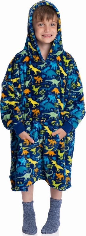 Mad Dog Kids Blanket Hoodie - Wearable Blankets with Cozy Sleeves, Soft Fleece & Sherpa Designs, for Boys & Girls, Ages 4-13