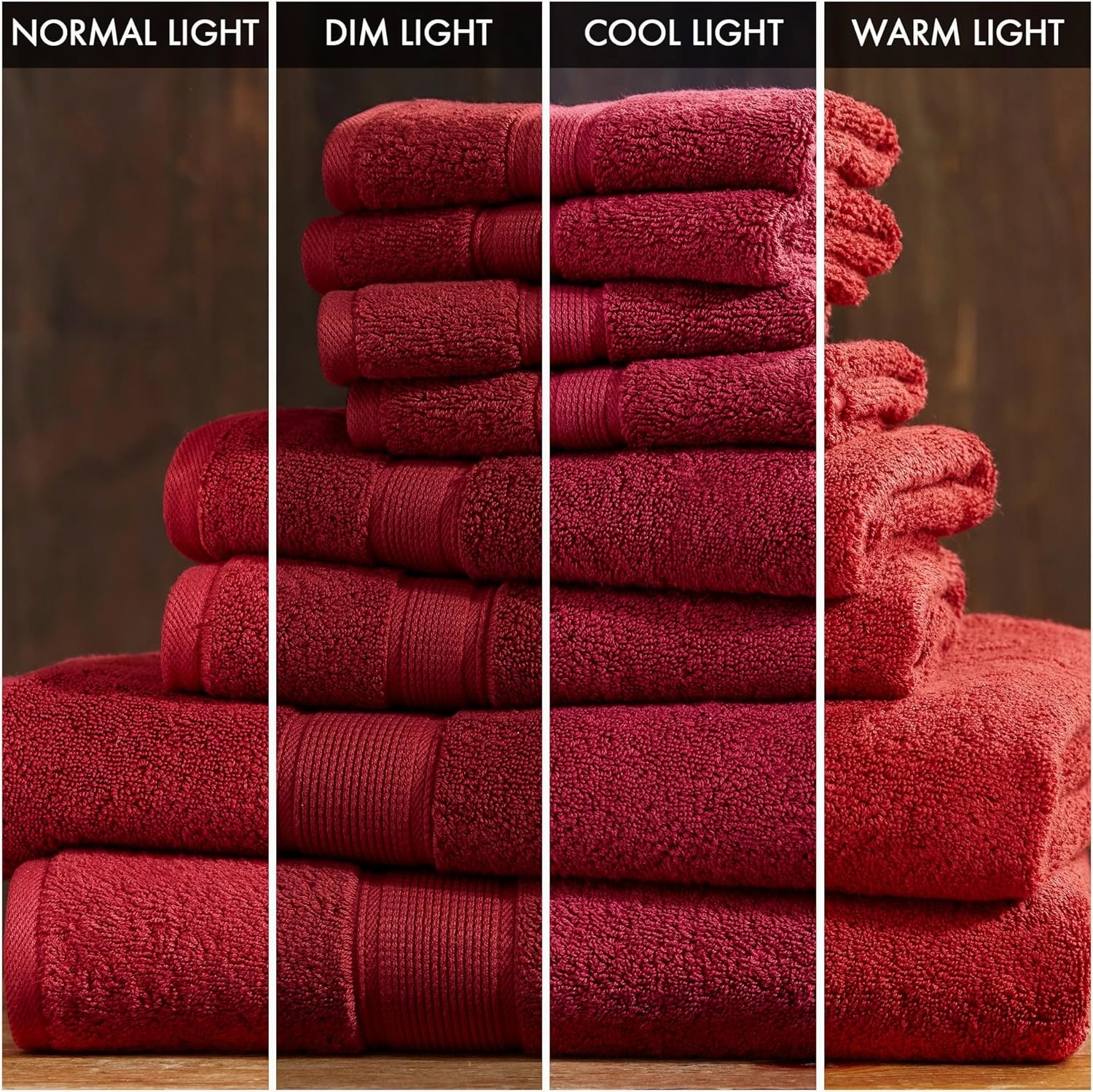 Madison Park 800GSM Bathroom Towel Set of 8 100% Cotton Bath Towel Set for Bathroom Luxurious Highly Absorbent 2 Bath Towels 2 Hand Towels 4 Washcloths Quick Dry Spa Quality Bright Red