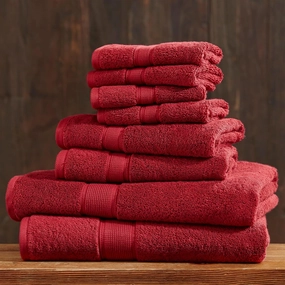 Madison Park 800GSM Bathroom Towel Set of 8 100% Cotton Bath Towel Set for Bathroom Luxurious Highly Absorbent 2 Bath Towels 2 Hand Towels 4 Washcloths Quick Dry Spa Quality Bright Red