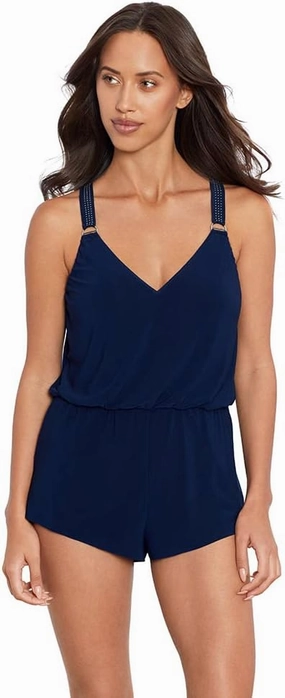 MagicSuit Women's Swimwear Star Studded Gabby Romper Racerback Soft Cup One Piece Swimsuit