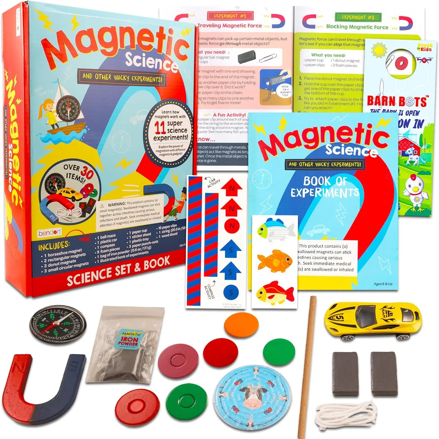 Magnet Science Lab Kits for Kids - 30 Pc Magnetism Junior Experiment Bundle with Magnets, Science Experiments | Magnetic STEM Activities for Students