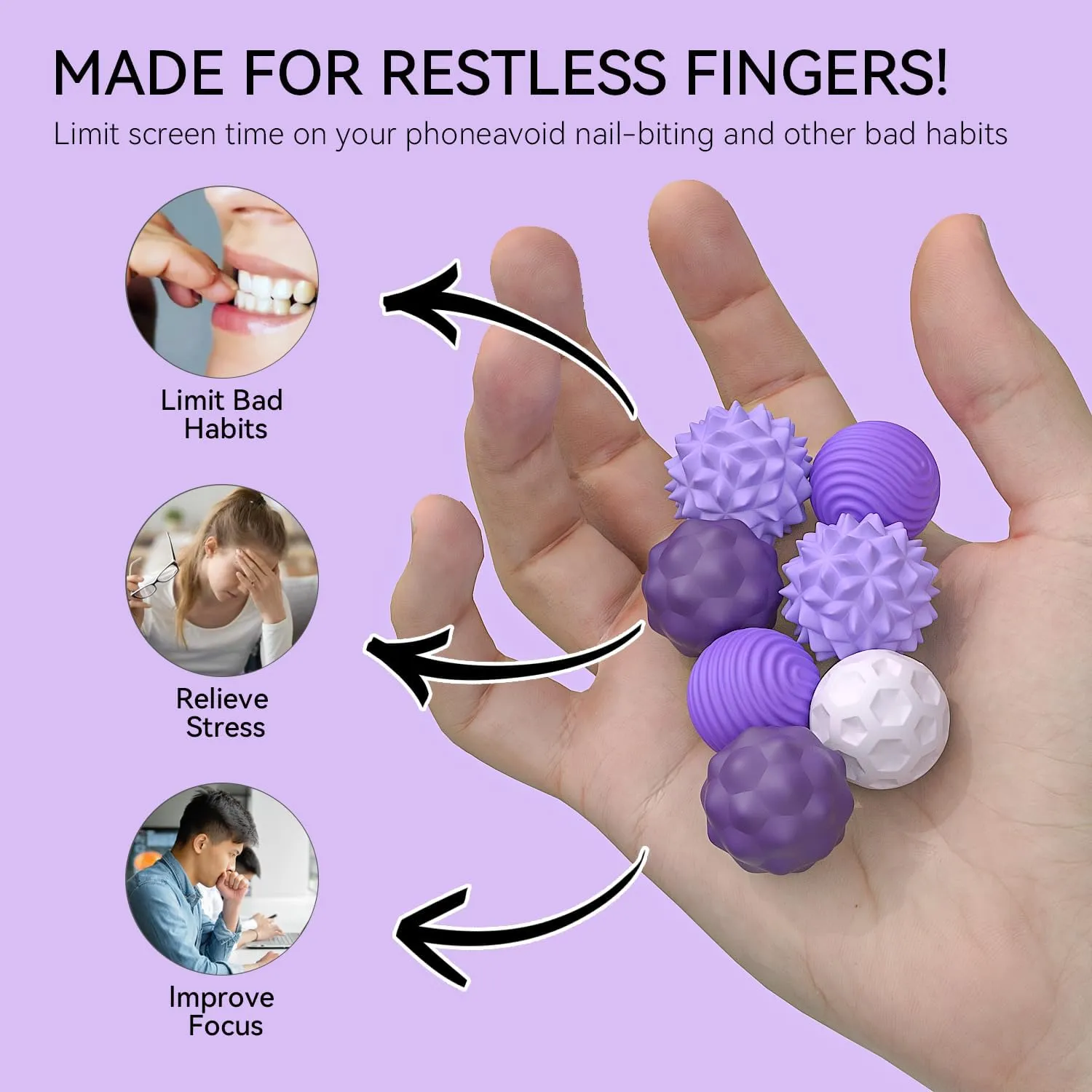 Magnetic Ball Fidget Toy Adults, 8pcs Sensory Attraction Stress Balls with Silicone Shell to Calm Restless Hands Anxious Mind, Desk Stress Magnetic Fidget Balls for Anxiety Relief