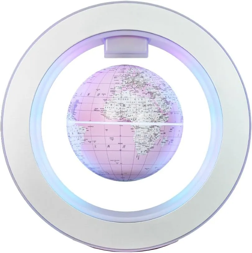 Magnetic Floating Globe Levitation Floating World Map With Led Light O Shape Frame Desk Gadget Decor, 4inch Globe