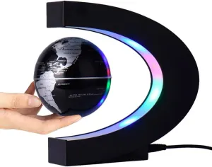 Magnetic Levitation Floating Globe 3 inch with LED Lights C Shape World Map for Desk Decoration